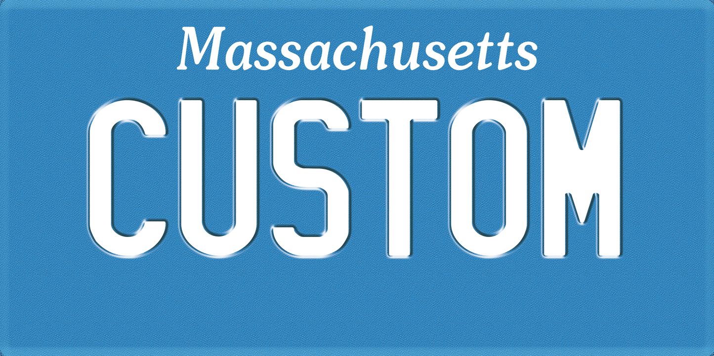 Massachusetts Blue Classic Custom License Plate – Personalized Minimal Metal Tag