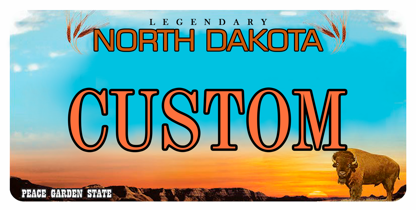 North Dakota “Peace Garden State” Custom License Plate – Scenic Design