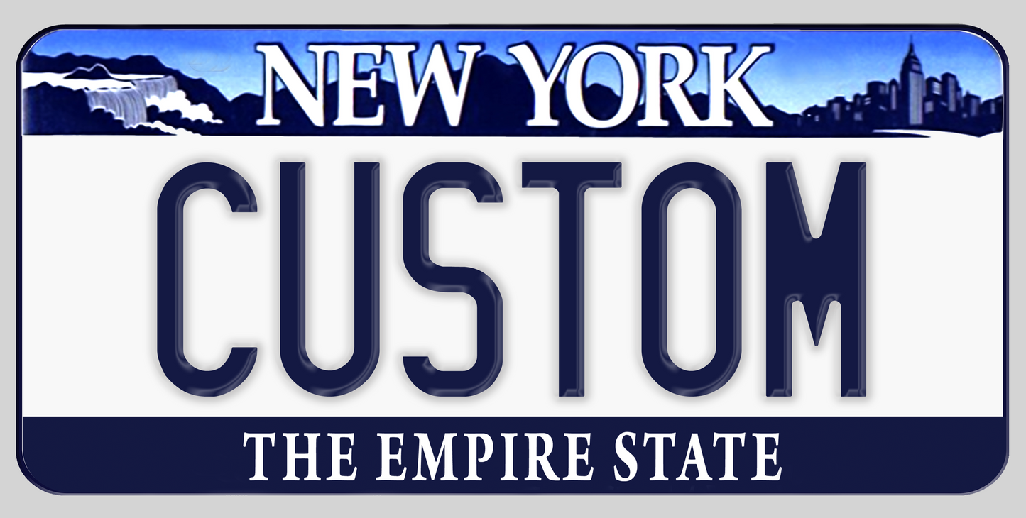 New York “Empire State” Custom License Plate – Classic Skyline Design