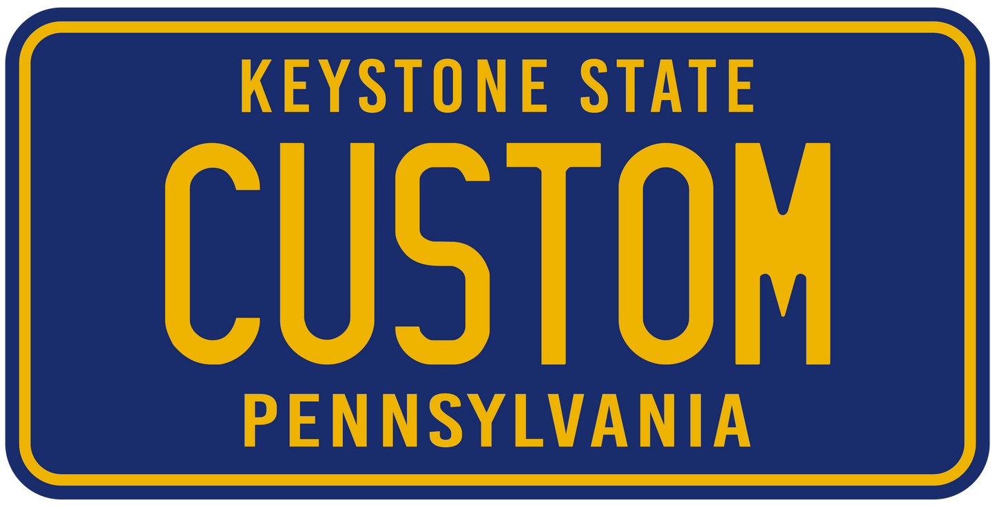 Pennsylvania “Keystone State” Custom License Plate – Classic Blue Design