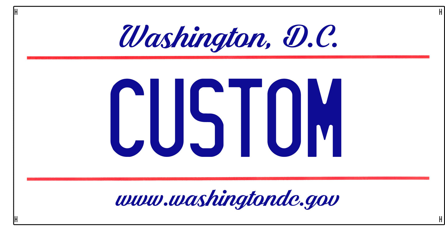 Washington D.C. Custom License Plate – Black & Red Classic Design