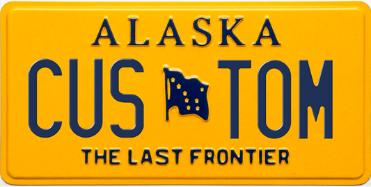 Alaska “The Last Frontier” Custom License Plate – Yellow Metal Personalized Tag