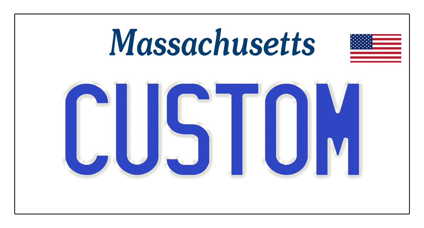 Massachusetts Black Custom License Plate with USA Flag – Personalized Premium Metal Tag