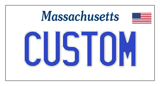 Massachusetts Black Custom License Plate with USA Flag – Personalized Premium Metal Tag