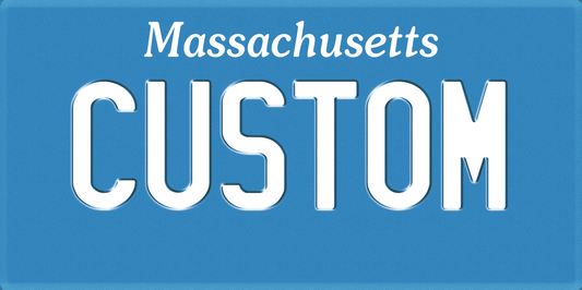 Massachusetts Blue Classic Custom License Plate – Personalized Minimal Metal Tag