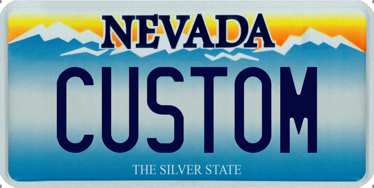 Nevada “The Silver State” Custom License Plate – Classic Mountain Scenic Design