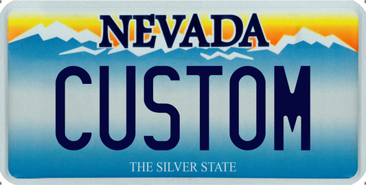 Nevada “The Silver State” Custom License Plate – Classic Mountain Scenic Design