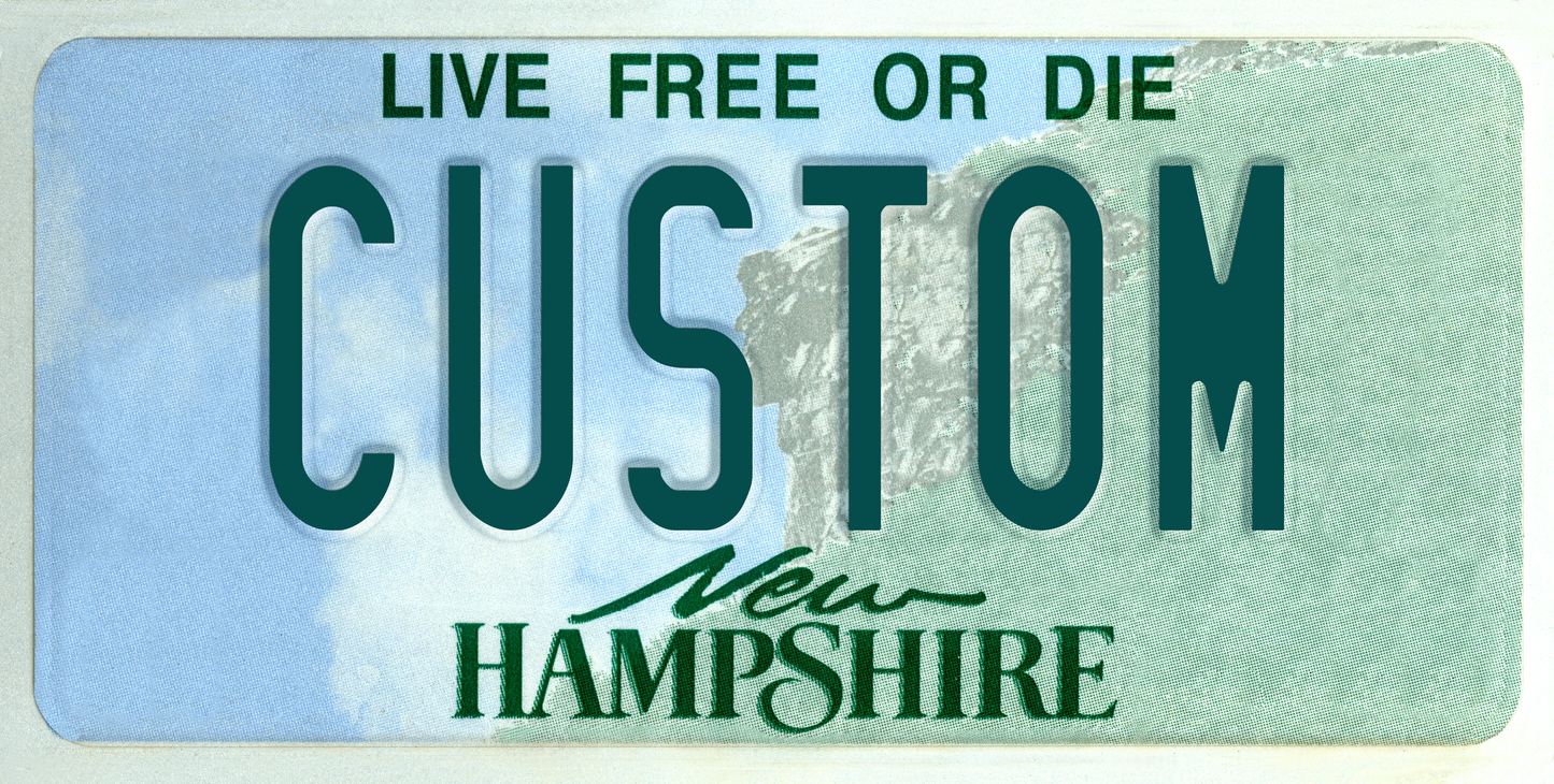 New Hampshire “Live Free or Die” Custom License Plate – Old Man of the Mountain Design