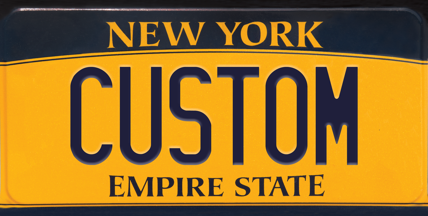 New York “Empire State” Custom License Plate – Classic Yellow Minimal Design