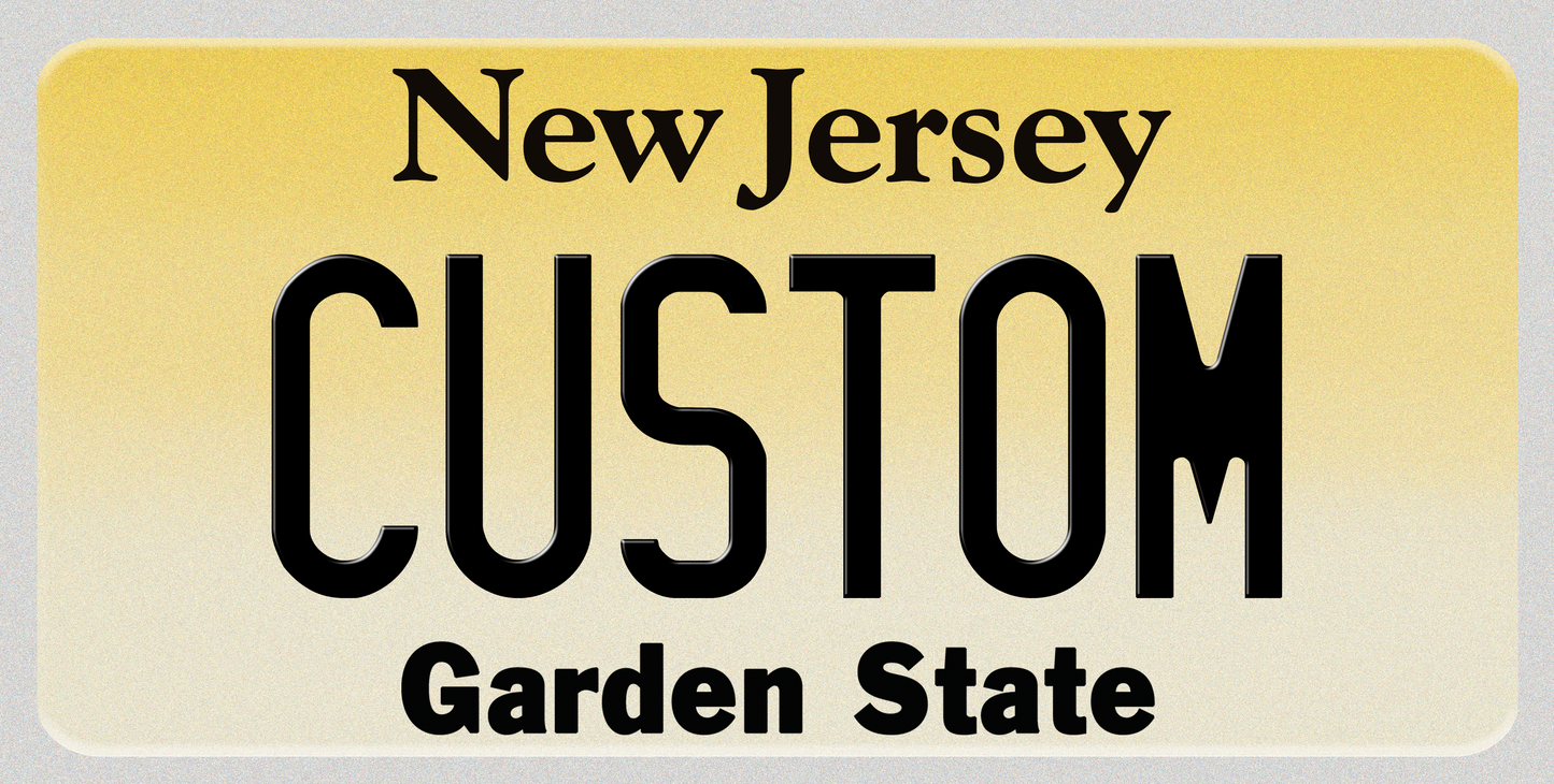 New Jersey “Garden State” Custom License Plate – Classic Yellow Gradient Design
