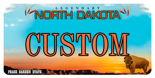 North Dakota “Peace Garden State” Custom License Plate – Scenic Design
