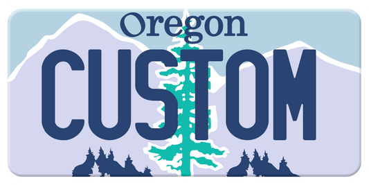 Oregon Scenic Custom License Plate – Mountain & Tree Design
