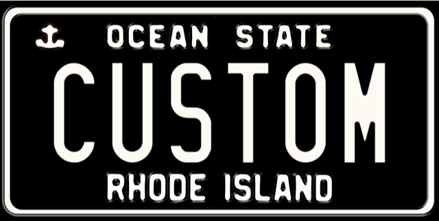 Rhode Island “Ocean State” Black Custom License Plate – Personalized Metal Tag