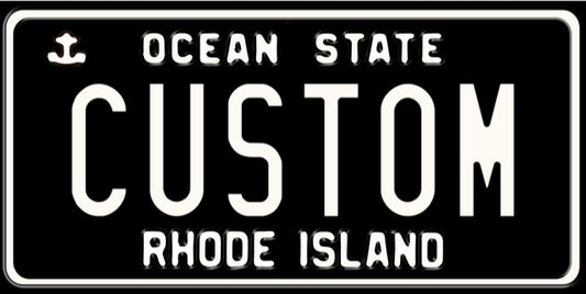 Rhode Island “Ocean State” Black Custom License Plate – Personalized Metal Tag