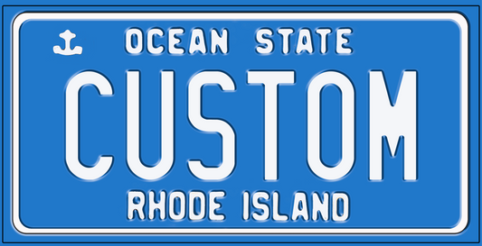 Rhode Island “Ocean State” Custom License Plate – Classic Blue Design
