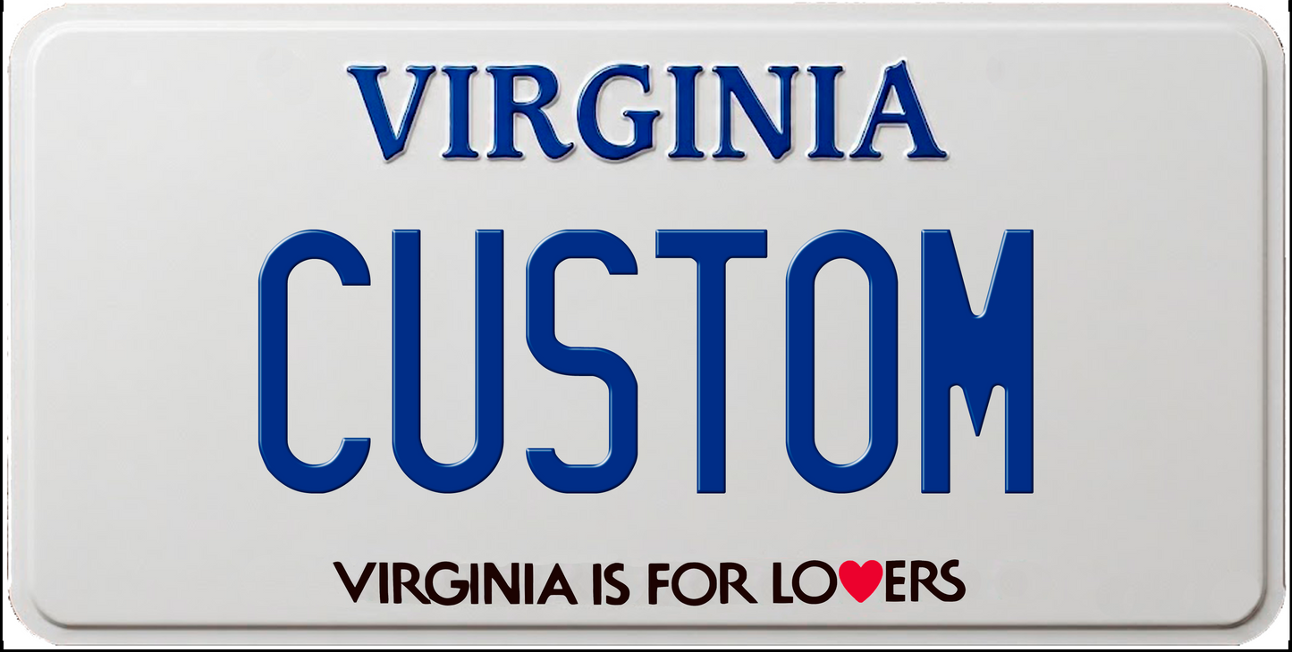 Virginia “Virginia is for Lovers” Custom License Plate – Classic White Design