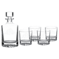 850 mL Round Glass Decanter Set with Four 9 oz. Rocks Glasses in Black Gift Box with Printed Paper Sleeve