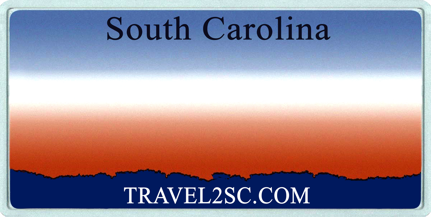 South Carolina “Travel2SC.com” Custom License Plate – Sunset Design