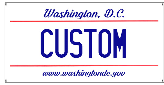 Washington D.C. Custom License Plate – Black & Red Classic Design
