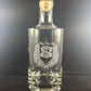 Glass Whiskey Bottle 750 ml. w/ wood cork stopper